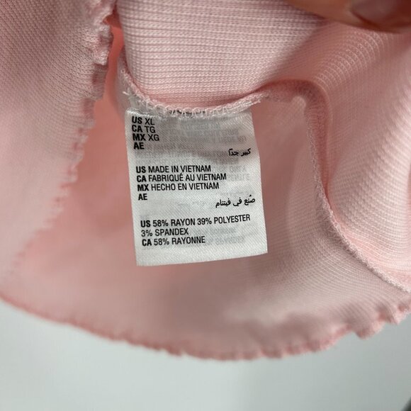 MAISON JULES Basic Light Pink Ribbed Scalloped Hem Short Sleeve Shirt Size XL - Picture 5 of 5